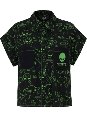 Hell Bunny Blusa Rockabilly di - Mulder Shirt - XS a M - Donna