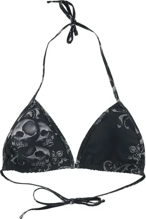 EMP Reggiseno bikini di - Black Triangle Bikini Top with Skull Print - M a XXL - Donna