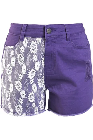 Gothicana Hot Pants Gothic di - Shorts with Lace Trim - 26 a 29 - Donna