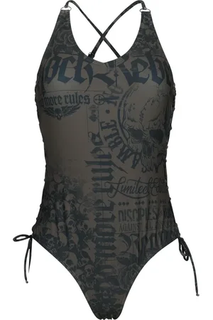 Rock Rebel Costume da bagno di - Swimsuit with skulls and lacing - S a XXL - Donna