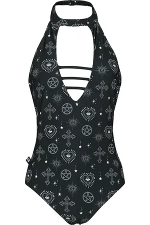 Gothicana Costume da bagno Gothic di - Neckholder Swimsuit with Mystical Symbols - S a XXL - Donna