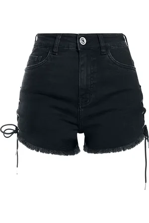 Urban classics Hot Pants di - Ladies Highwaist Denim Lace Up Short - 26 a 34 - Donna