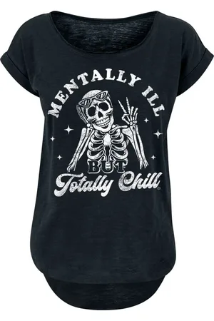 Goodie Two Sleeves T-Shirt Magliette Divertenti di - Mentally Ill But Totally Chill - S a XXL - Donna
