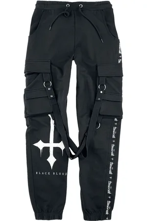EMP Pantaloni Gothic di - Comfy Fabric Trousers with Attached Pockets and Black Blood Prints - S a XXL - Uomo