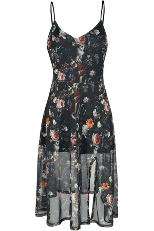 Jawbreaker Abito media lunghezza Gothic di - Night Garden Print Midi Dress - XS a 4XL - Donna
