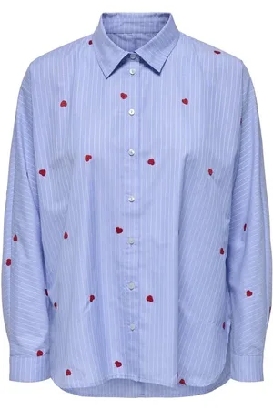 ONLY Camicia Maniche Lunghe di - ONLNEW LINA GRACE LS STRIPE EMB SHIRT - XS a XL - Donna