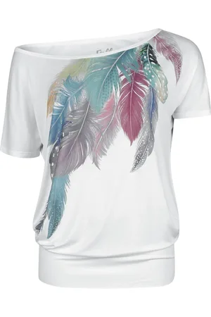 Full Volume T-Shirt di - T-Shirt With Feathers Frontprint - S a XXL - Donna
