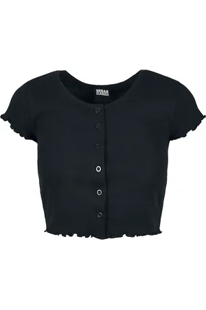 Urban classics T-Shirt di - Ladies Cropped Button-Up Rib Tee - XS a XL - Donna
