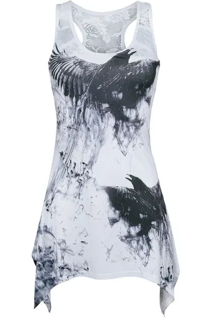Innocent Top Gothic di - Crow Shade Lace Panel Vest - S a 4XL - Donna