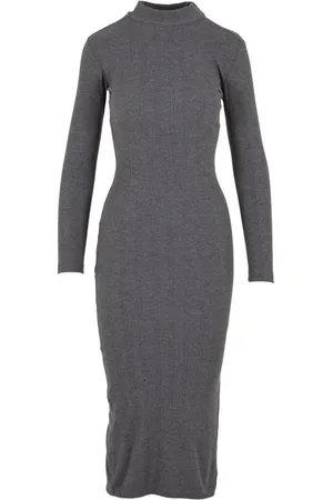 Urban classics Abito media lunghezza di - Ladies Rib Longlseeve Mockneck Dress - M - Donna