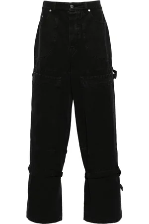 OFF-WHITE PANTALONI CARPENTER NERI IN TELA