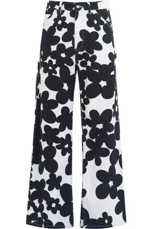 Marni Pantaloni in gabardine a fiori