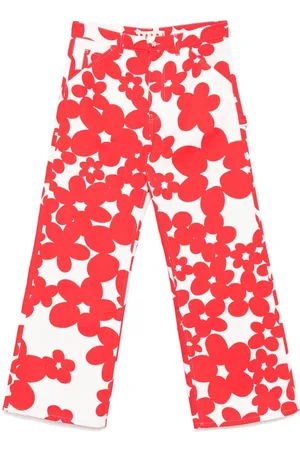 Marni Pantaloni in gabardine a fiori