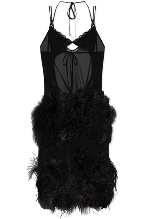 The Attico Abito midi con piume