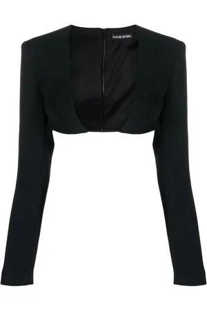 DAVID KOMA Plunging-neck crop top