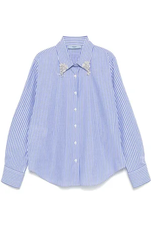 Prada Camicia a righe con ricamo