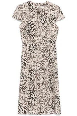 Alessandra Rich Abito midi con stampa e design plissettato
