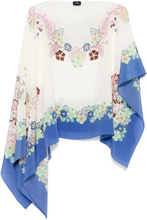 Etro Poncho in seta con stampa
