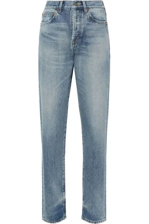 Saint Laurent Jeans a vita alta con effetto vissuto