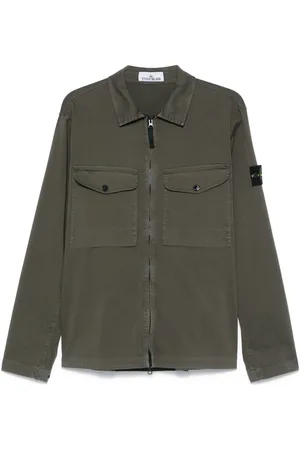 Stone Island Giacca-camicia con applicazione Compass