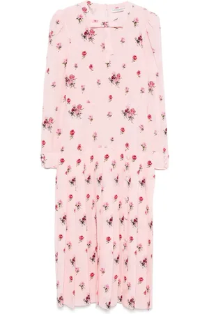 Alessandra Rich Abito midi con stampa e design plissettato