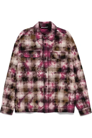 Palm Angels Camicia a quadri con logo curvo