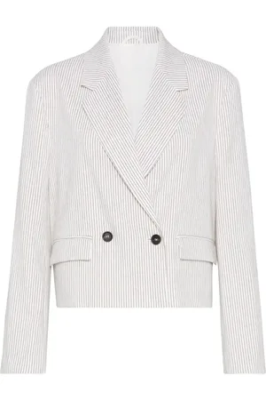 Brunello Cucinelli Blazer crop a righe