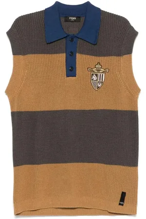 Fendi Polo in cotone con ricamo logo