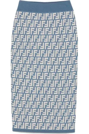 Fendi Gonna midi con logo FF jacquard