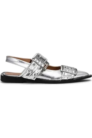Ganni Ballerine metallizzate con doppia fibbia