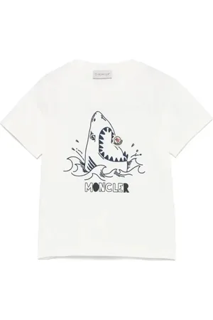 Moncler T-shirt in cotone con stampa squalo
