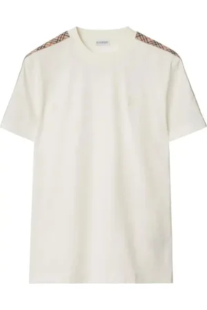 Burberry T-shirt in cotone con bordo a quadri