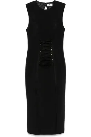 Elisabetta Franchi Abito midi in crêpe con lacci