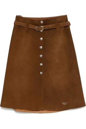 Prada Gonna in pelle scamosciata con bottoni