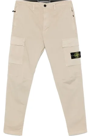 Stone Island Pantaloni affusolati con applicazione Compass