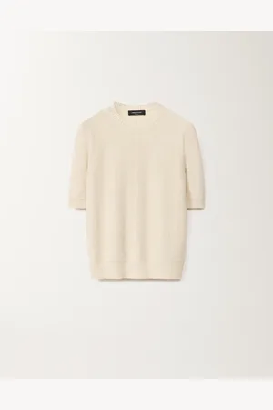 Fabiana Filippi Maglia In Cotone E Lino Con Paillettes, Vaniglia