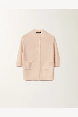 Fabiana Filippi Cardigan In Cotone E Lino Con Paillettes, Cipria