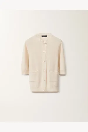 Fabiana Filippi Cardigan In Cotone E Lino Con Paillettes, Vaniglia