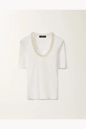 Fabiana Filippi T-shirt In Jersey, Bianco Ottico E Bianco