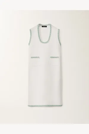 Fabiana Filippi Abito In Maglia Di Cotone Organico, Bianco Ottico E Verde Acqua