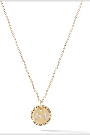 David Yurman Collana M Initial Charm in giallo 18kt con diamanti