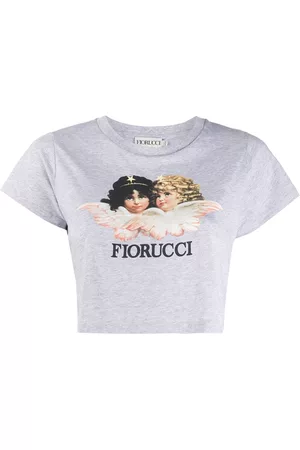 Fiorucci Donna T-shirt - T-shirt crop Vintage Angels - Grigio
