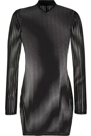 MAISON CLOSE Abito semi trasparente a righe - Nero
