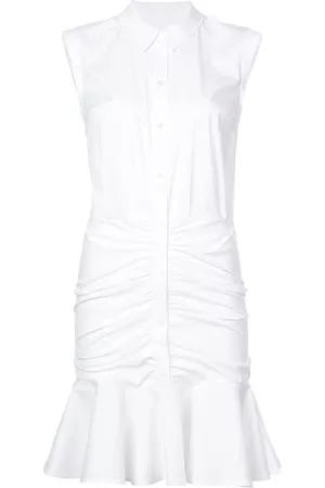 VERONICA BEARD Frill-trim shirt dress - Bianco