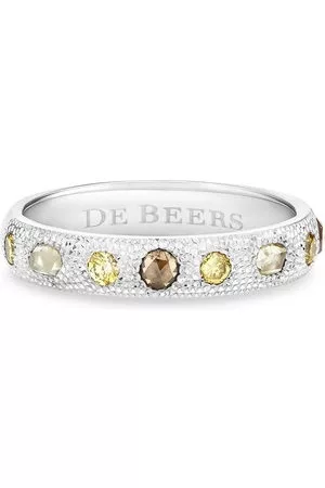 De Beers Donna Fascia - Anello a fascia Talisman in oro bianco 18kt con diamanti - Argento
