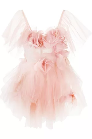 LOULOU Donna Vestiti sexy - Abito corto con dettagli floreali e tulle - Rosa