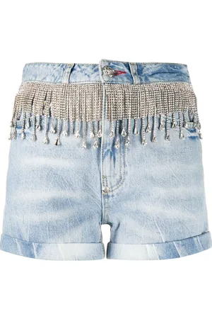 Philipp Plein Shorts in denim con cristalli