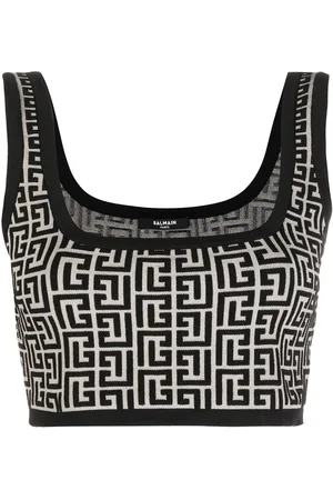 Balmain Top crop con monogramma