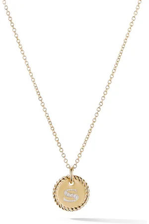 David Yurman Collana S Initial Charm in giallo 18kt con diamanti
