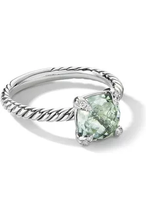 David Yurman "Anello in argento sterling, diamante e quarzo Chatelaine" - Verde